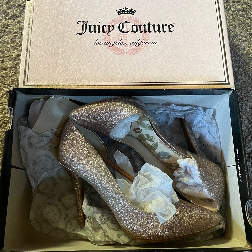 Gold Sparkly Juicy Couture Heels, never worn.